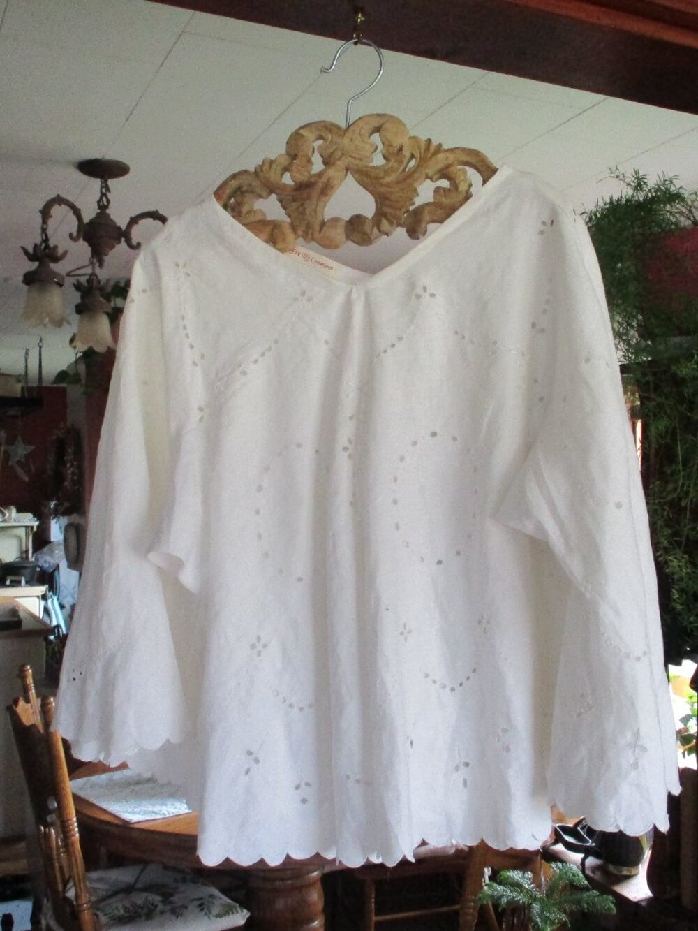 Upcycled Vintage eyelet linen blouse by Firelily Creations